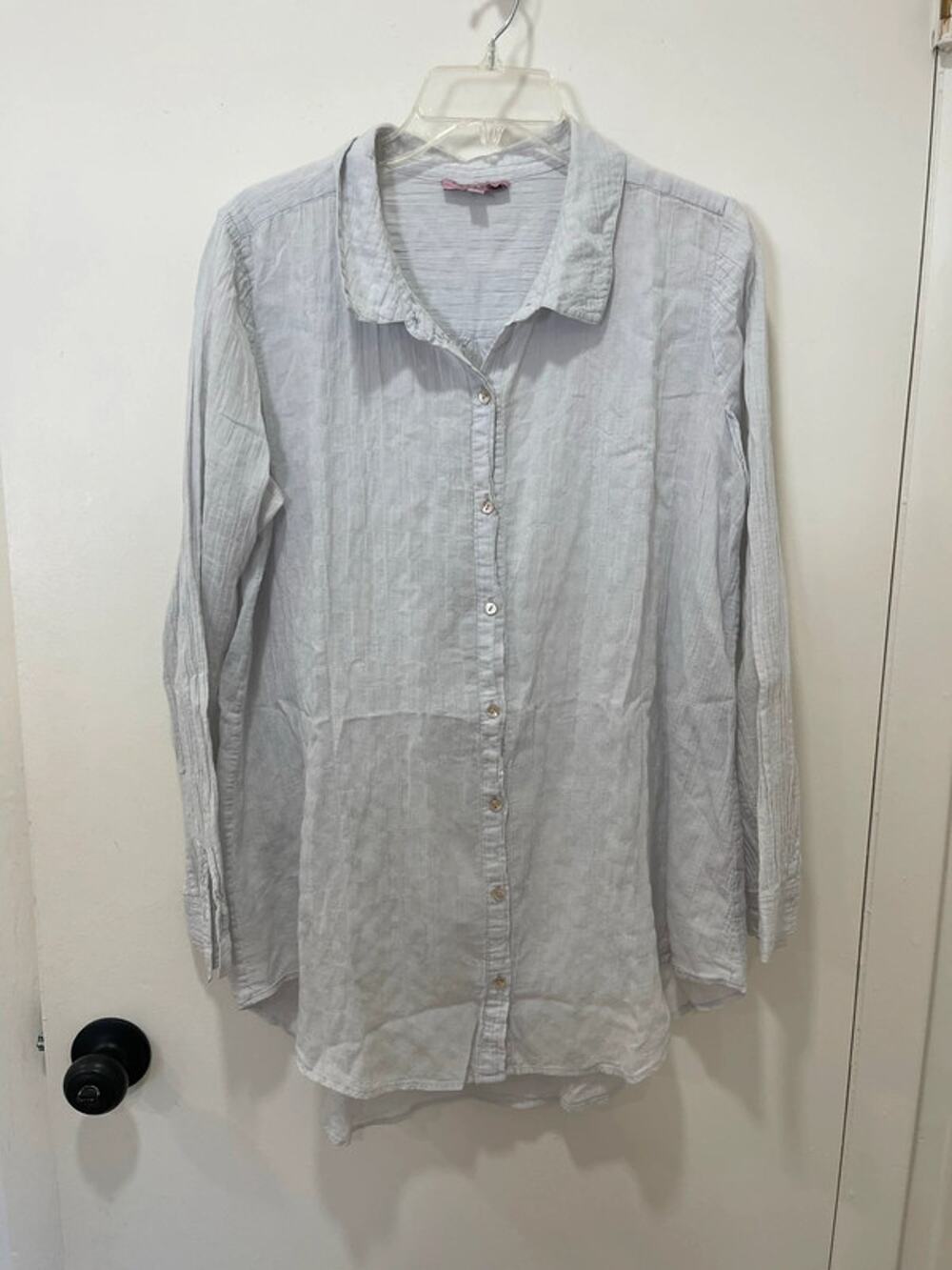 Calypso st Barth linen crinkle bottom down shirt